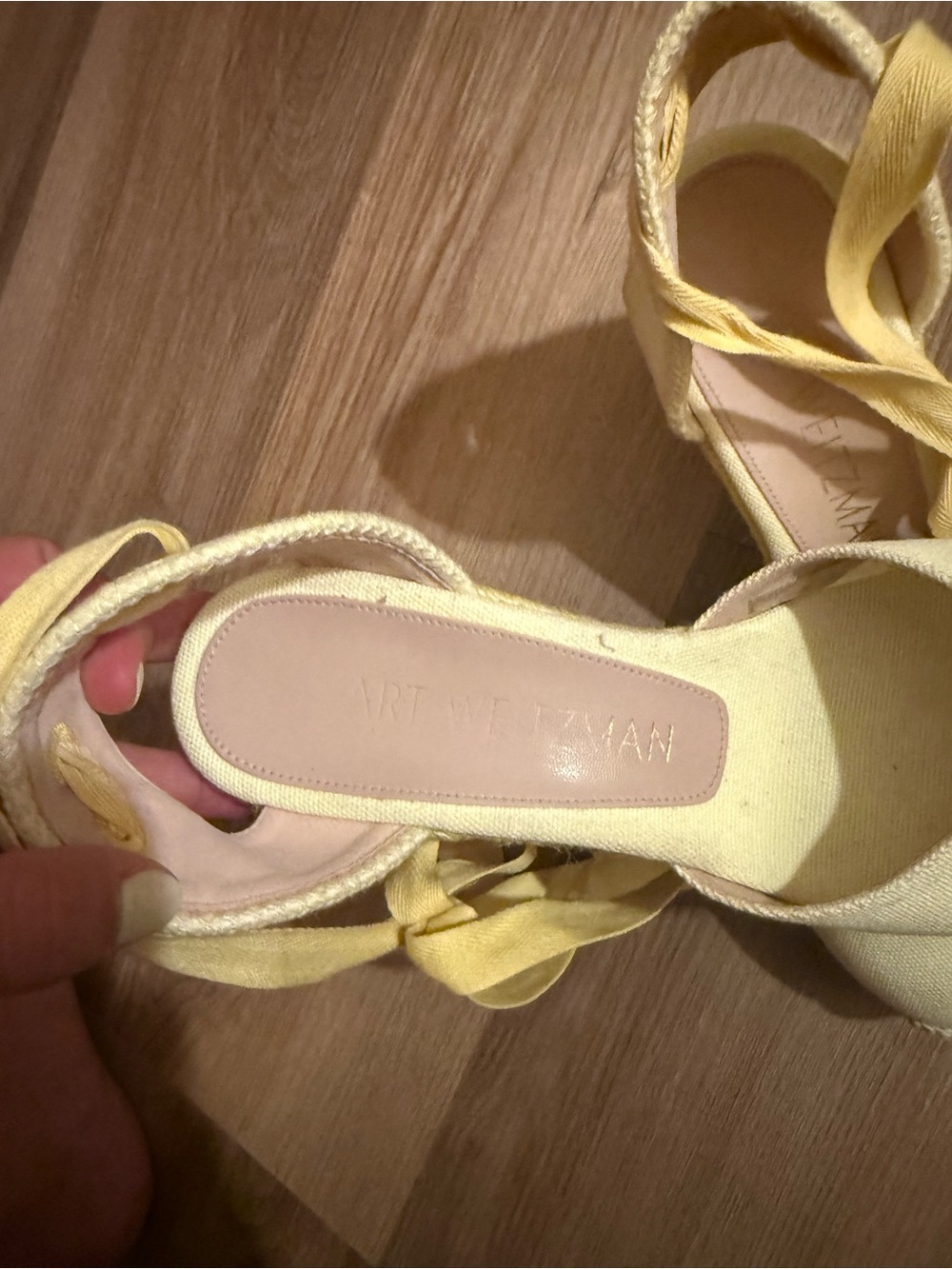 Stuart Weitzman Pale Yellow Espadrille Wedge Sandals - Picture 4 of 12